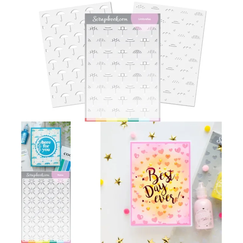 Teardrop Floral Cacti Herringbone Metal Cutting Stencil Slimline Essentials Scrap Booking Card Stencil Cut for DIY Handmade Card