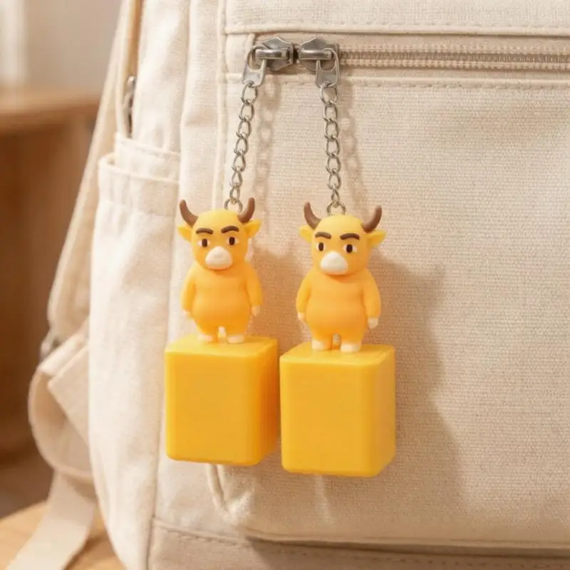 1Pcs Cartoon Cow Lamp Bag Pendant Animal Voice Keychain Anti Stress Clicker Keyring Finger Button Decompression Gift