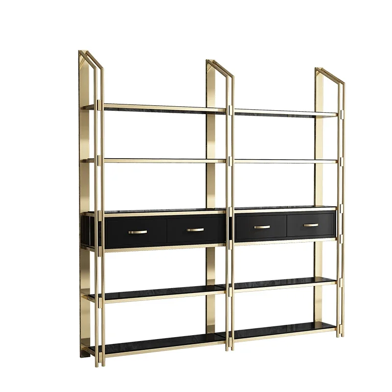 Shelves, light luxury metal display shelves, bookshelve, floor-to-ceiling Nordic display shelves