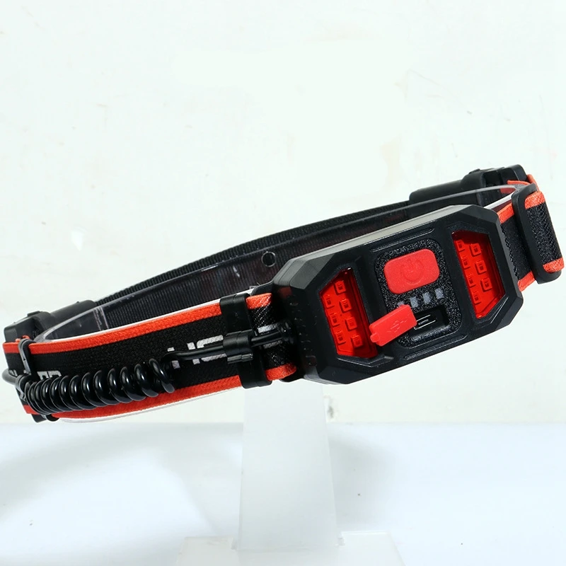 Lámpara de luz de cabeza de 2 uds, linterna de cabeza LED recargable por USB, lámpara de luz de cabeza COB ajustable para pescar, correr y acampar