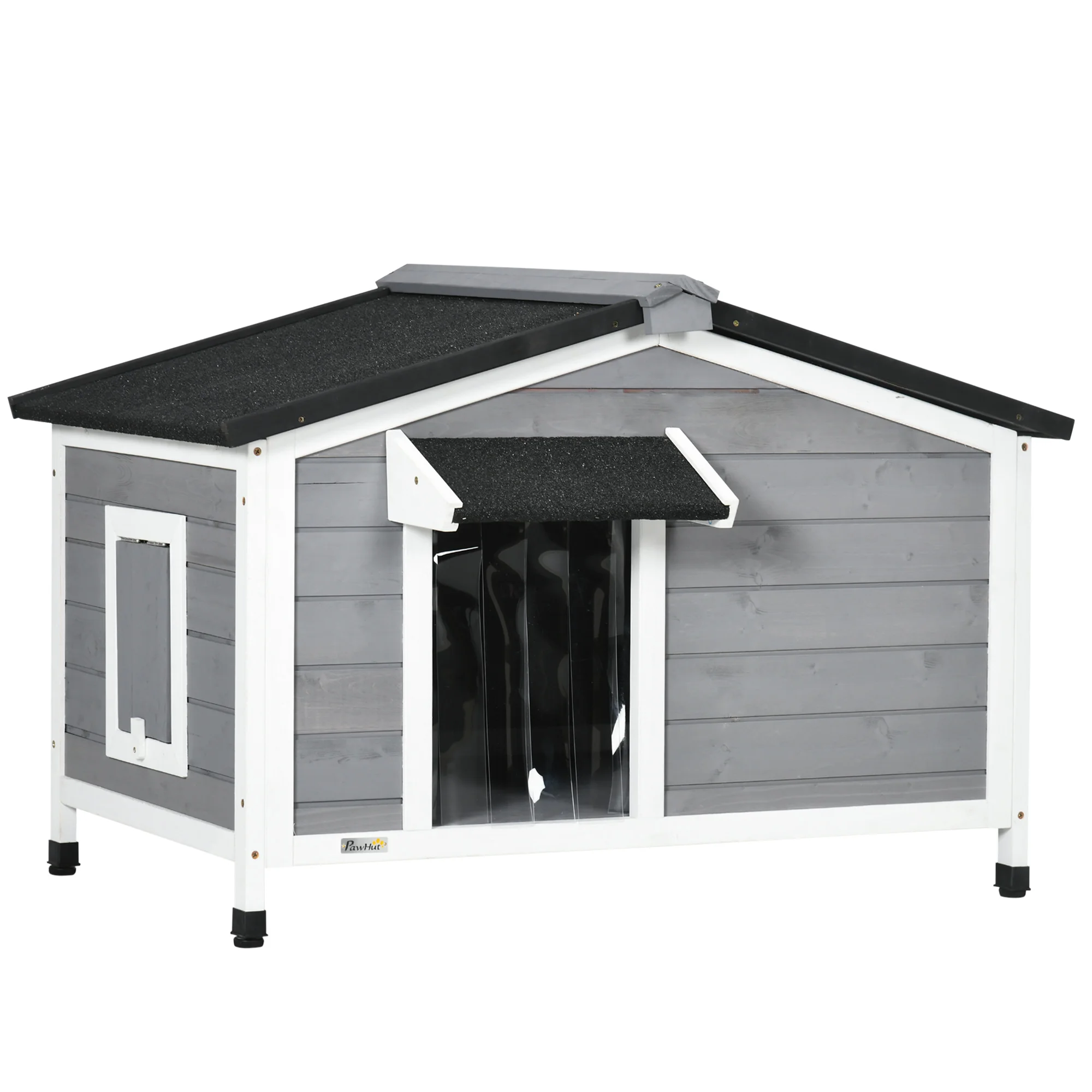 PawHut Caseta para Perros de Exterior con Techo Asfáltico 97x72x65 cm Gris