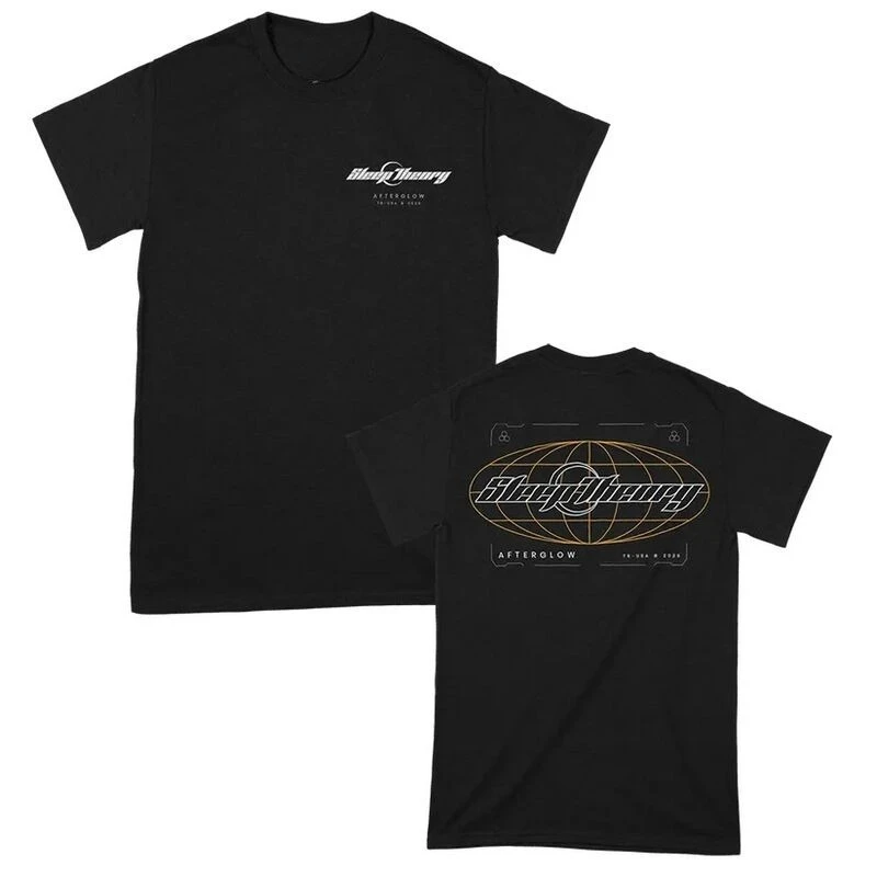 Camiseta de algodón con estampado de rejilla Sleep Theory Afterglow Globe, ropa de calle de rock alternativo, camiseta unisex de manga corta con cuello redondo