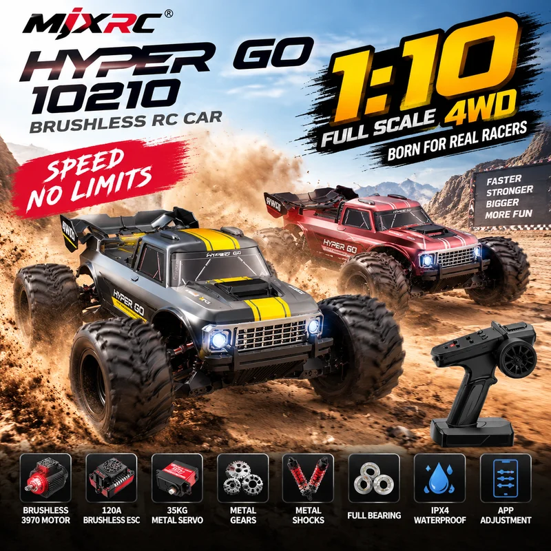 New Hot Mjx Hyper 10210 Remote Control Car 1:10 Full Scale Brushless Electric 4wd Off Road Vehicle High Speed Car Model Toy