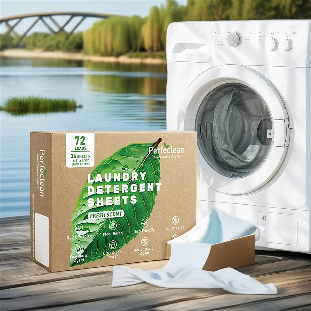 

New Hypoallergenic Solid Laundry Detergent Sheets Strips Natural Biodegradable with Fresh Fragrance