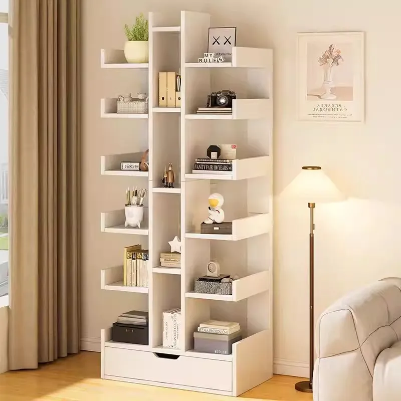 Bookshelf Floor Shelf Living Room Home Light Luxury with Drawer Children's Picture Book Shelf Student Book Shelf Simple Bookcase