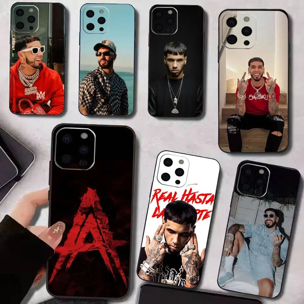 

A- Anuel AA R-Real Rapper Phone Case For iPhone 17,16,15,14,13,12,11 Plus,Pro Max,XS,Soft Silicone Black Cover