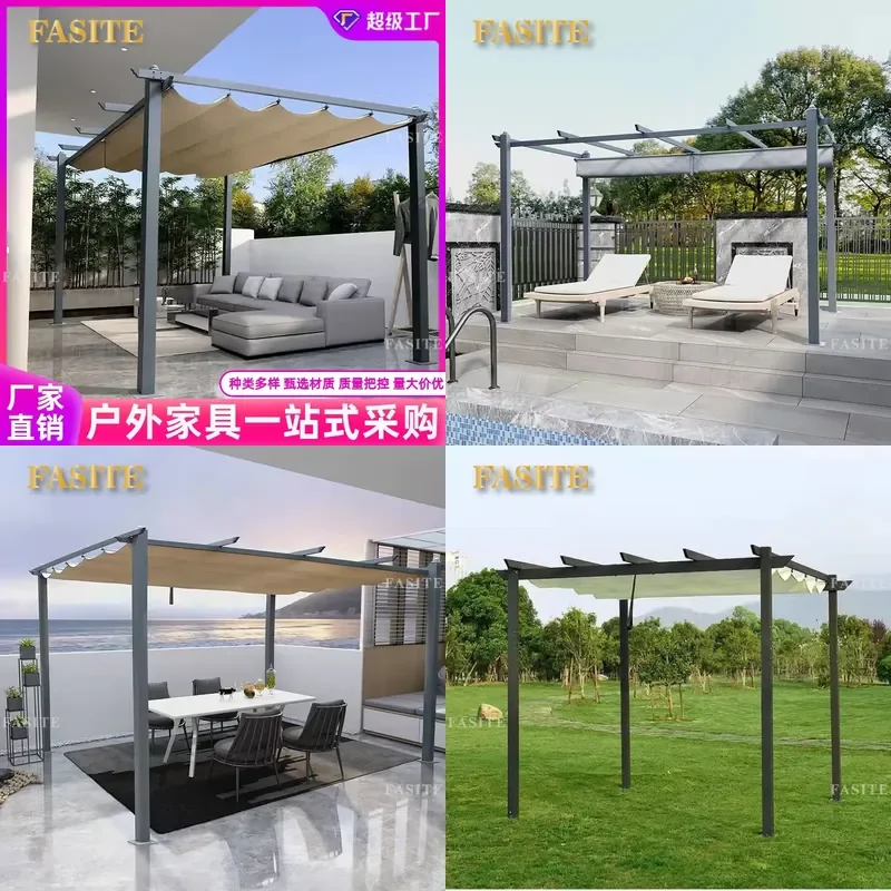 For Outdoor Gazebo Garden Canopy Aluminum Alloy Sun Shelter Thermal Insulation Tent Grape Rack Parking Shed Courtyard Leisure