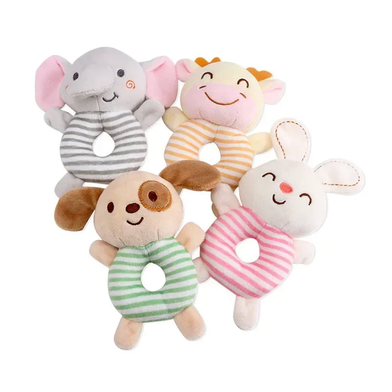 Newborn Baby Rattle Toys Cartoon Soft Animals Plush Toy Infant Hand Ring Bed Toys Baby 0-24 Months Toddler Early Educational Toy