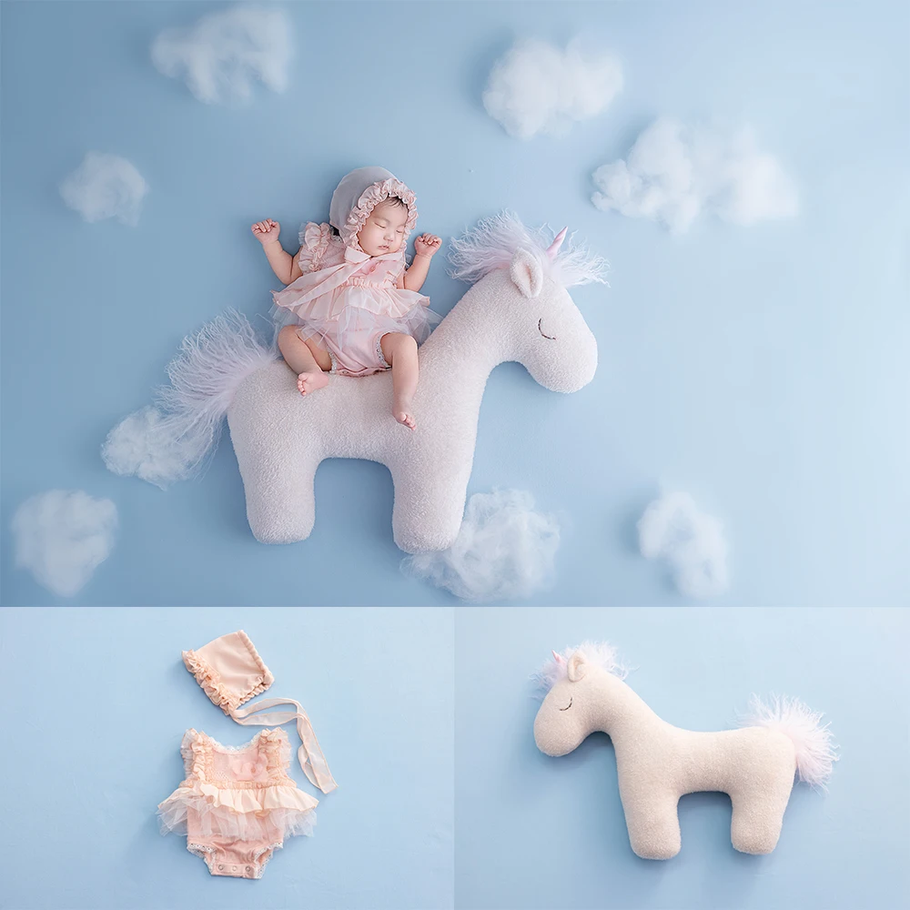 

Newborn Photography Unicorn Theme Props Baby Girl Pink Lace Tutu Dresses Unicorn Posing Props Professional Infant Photo Supplies