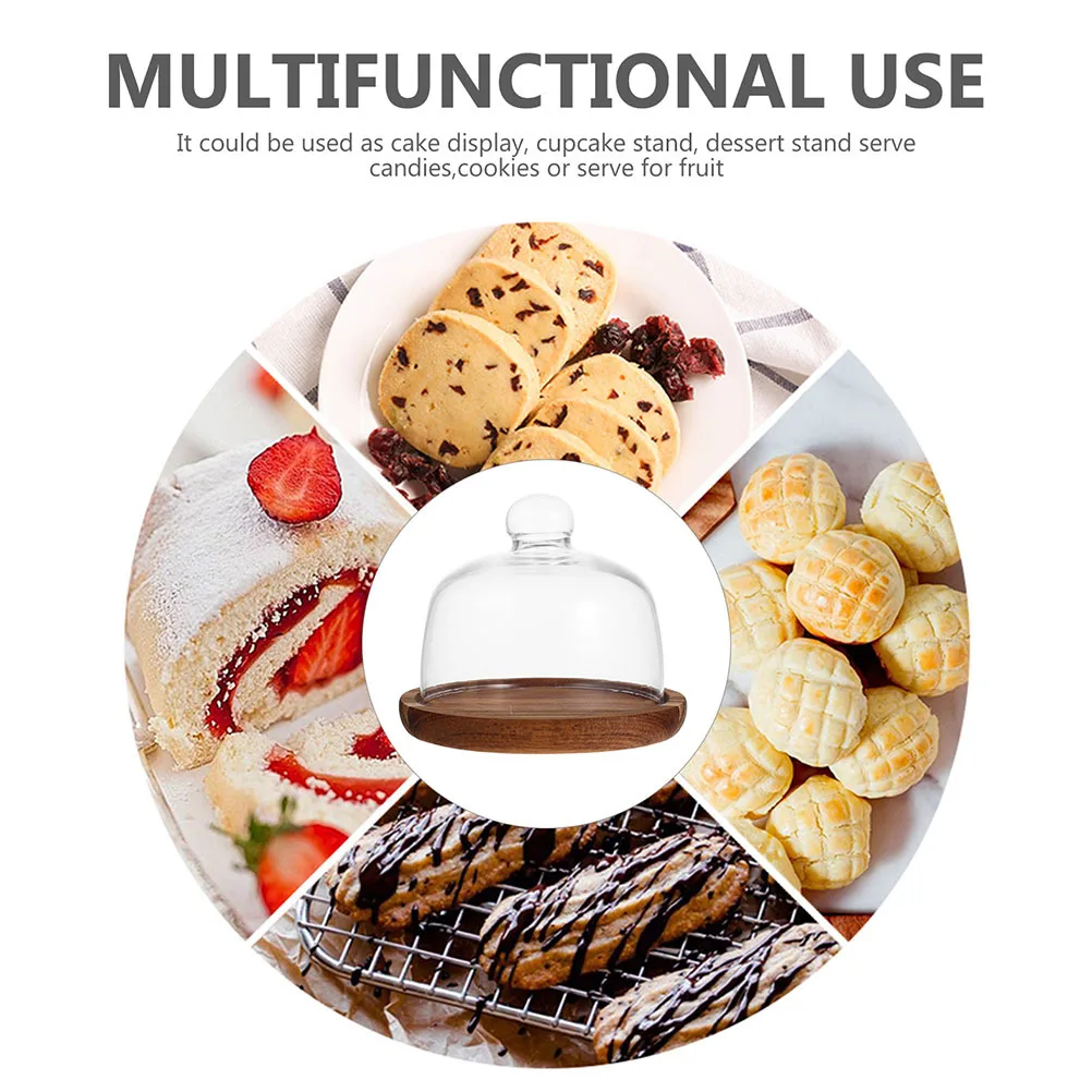 

Cake Tray Multi-Function Wooden Dessert Plate For Household Party Wedding Gathering Display Use Dustproof Food Cover