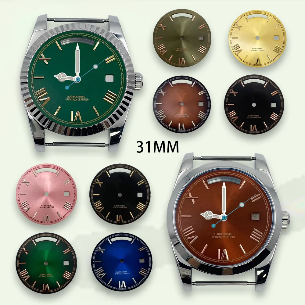 Watch modification 31mm S Dial Day And Date Rome Dial Fit 8285 Movement Sunray High-Quality Dial 31MM Watch Accessories tools