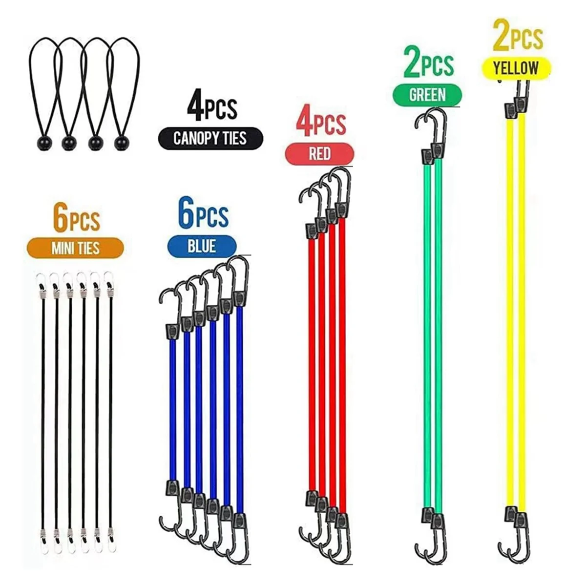 PA-24 stuks zware bungeekoorden met haken touw bagageverpakkingsriem voor motorfiets reizen kamperen