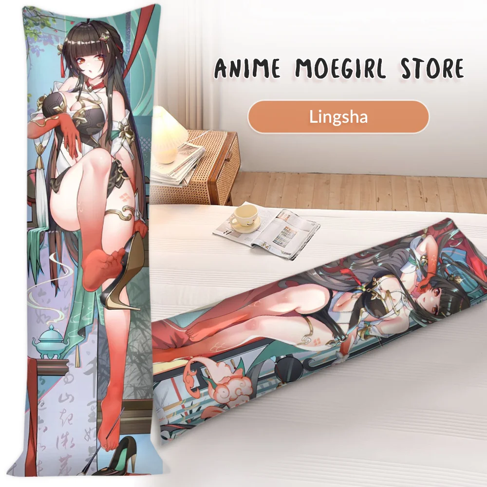 

Cartoon Lingsha Dakimakura Cover Honkai Star Rail Hugging Fullbody Otaku Cushion Cover Double-Sided Printed Sleeping Pillowcase