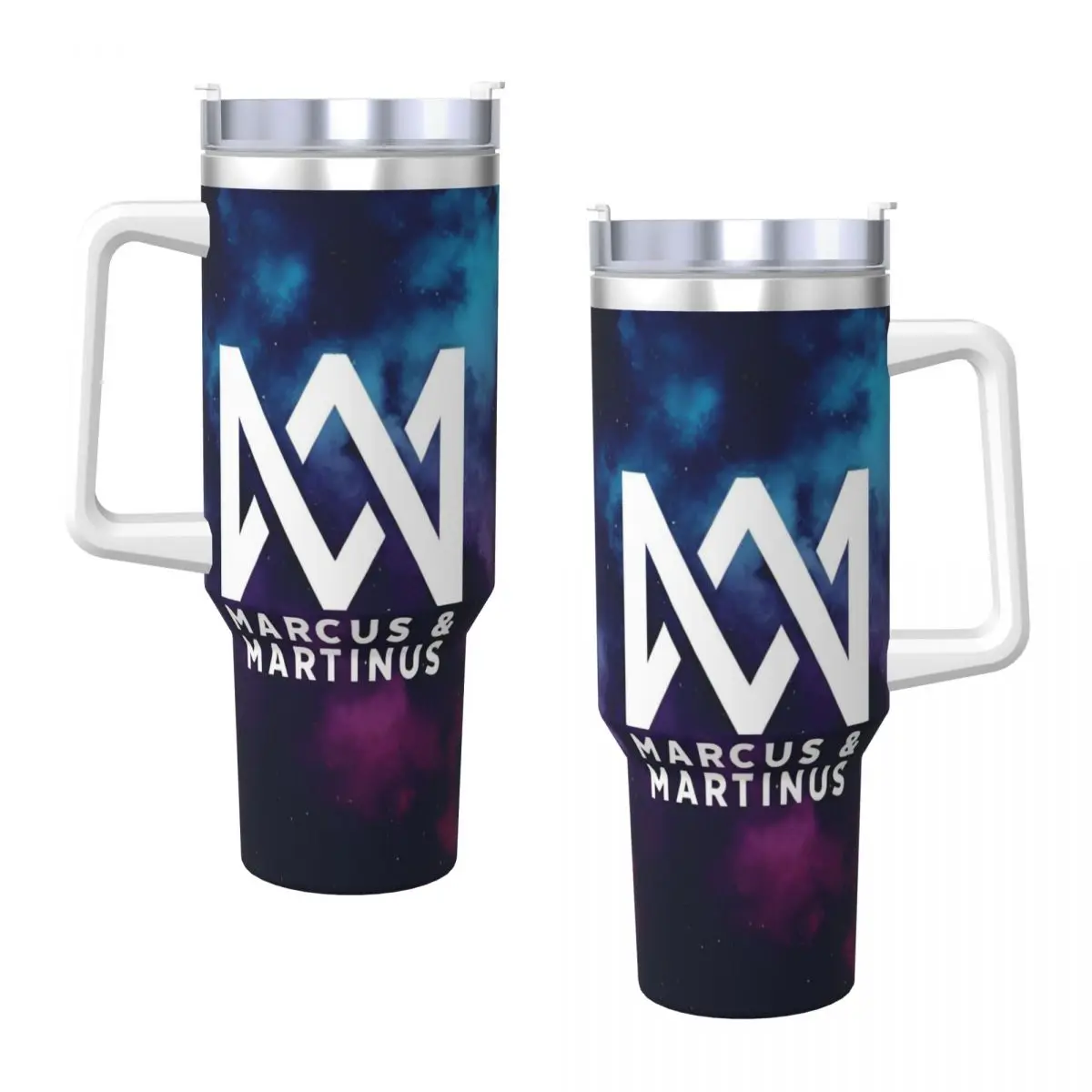 Marcus And Martinus Twin Boys Car Mugs With Straws MM Singer Beach Hot Drinks Water Bottle Portable Large Thermal Cups