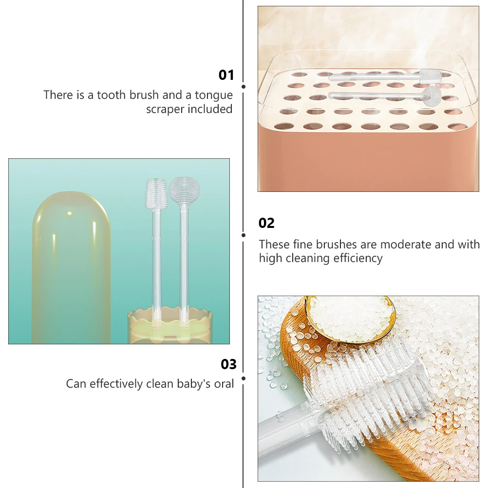 

2pcs Soft Bristles Toothbrush Silicone Kids Infant al Care Baby Teeth Cleaners Practical Durability High Efficiency Tools