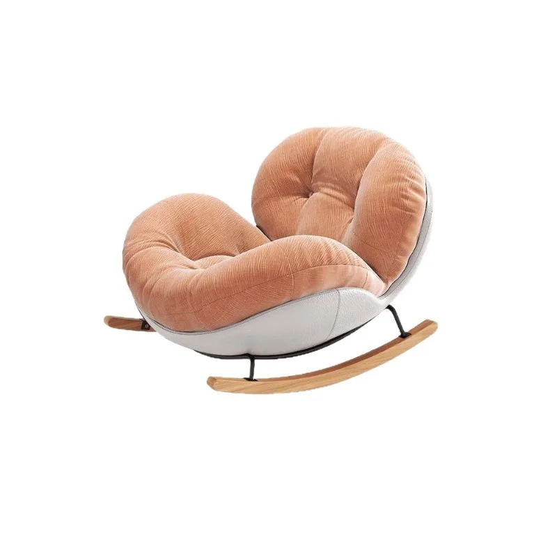 Cream rocking chair lazy recliner, home leisure single sofa, balcony living room cloud rocking chair