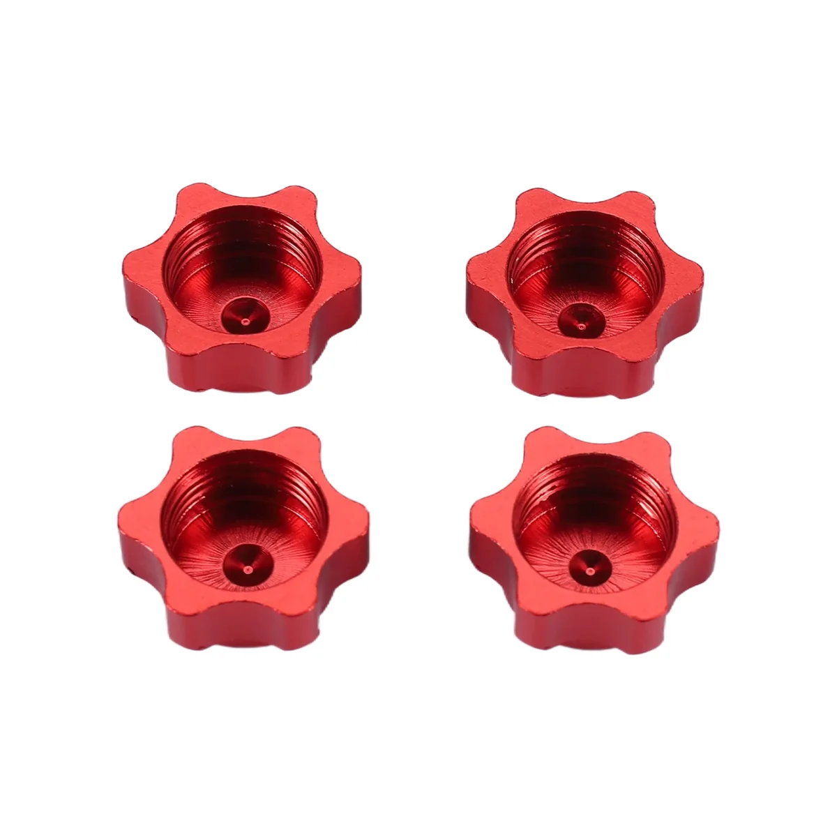 4Pcs Aluminum Wheel Hub Cover Anti-Dust Cover 17mm Hex Nut for 1/8 RC Car,Red