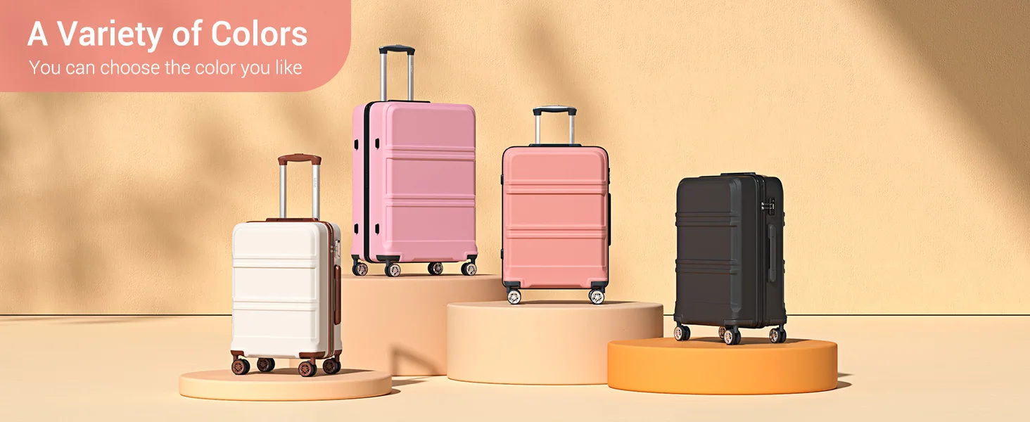 KONO Hartschalen Koffer, Leichte ABS Trolleys mit Zwillingsrollen, TSA Schloss, Reisekoffer（M/L/XL） – Detail 2