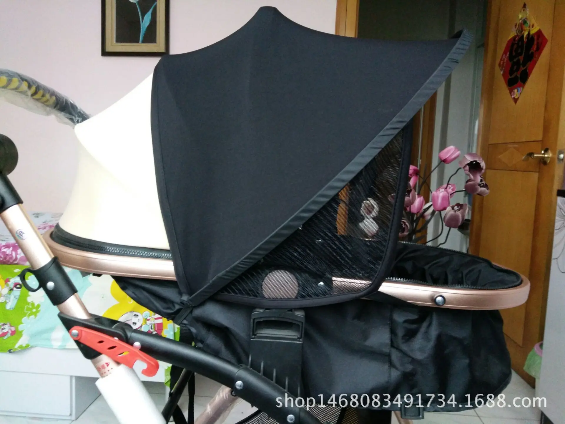 Baby stroller awning, baby umbrella cart sunscreen, full canopy cover, UV protection, dust cloth, universal model.