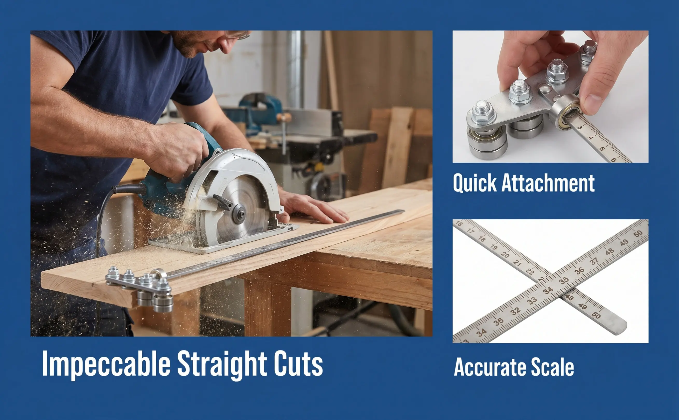 Circular Saw Cutting Guide Stainless Steel Precision Positioning Caliper Rip Fence for Woodworking