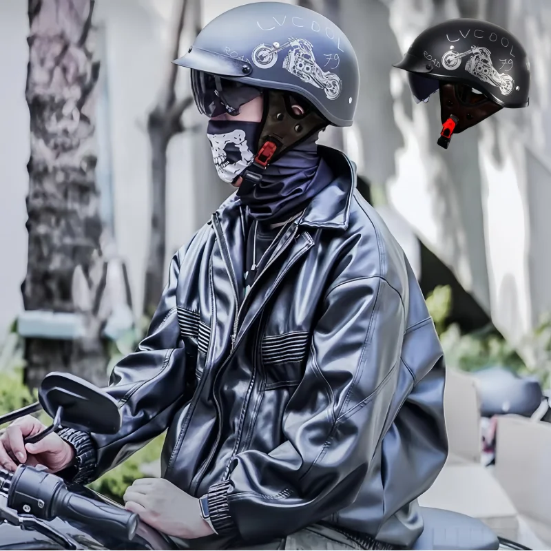 Semi-Integral Retro Motorcycle Helmet for Men and Women, American Style, Universal for Summer