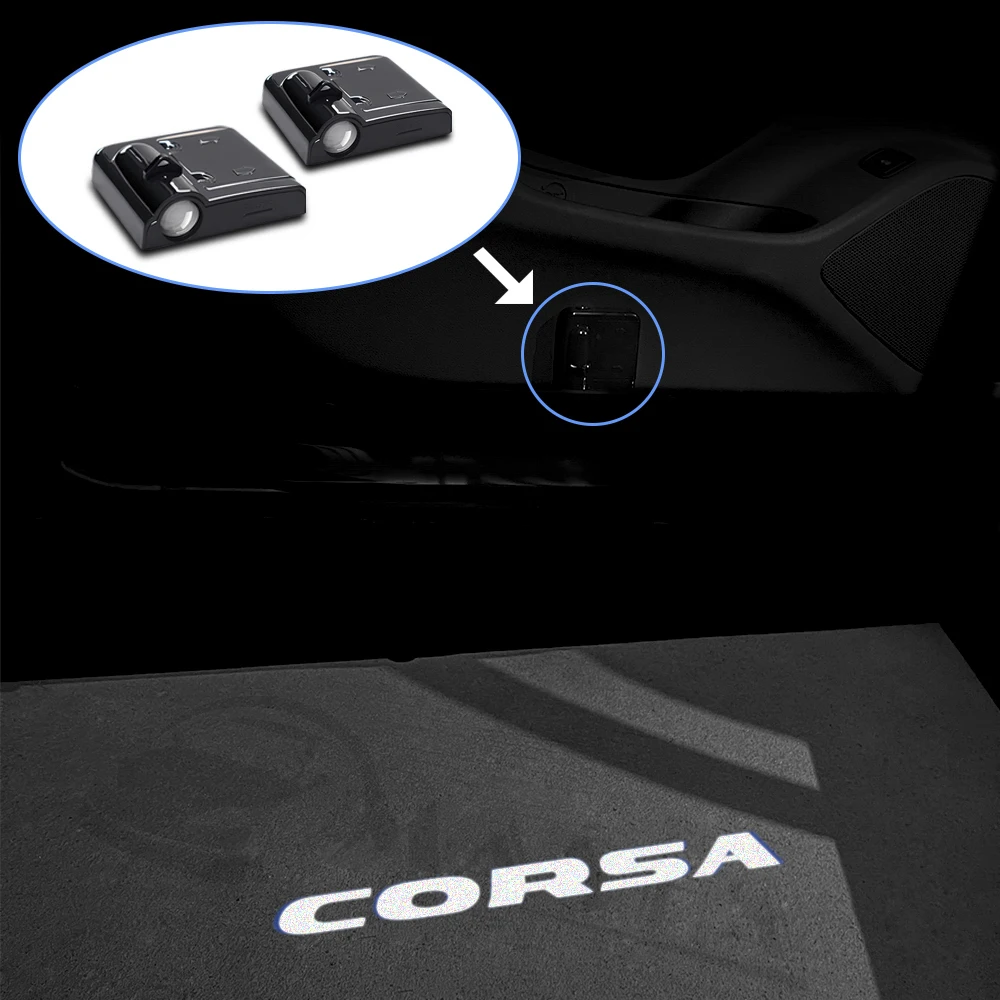 2Pcs LED Car Door Welcome Laser Logo Projector Decoration Ghost Shadow Light For Opel Corsa B C D E F 2006-2020 2021 2022 2023