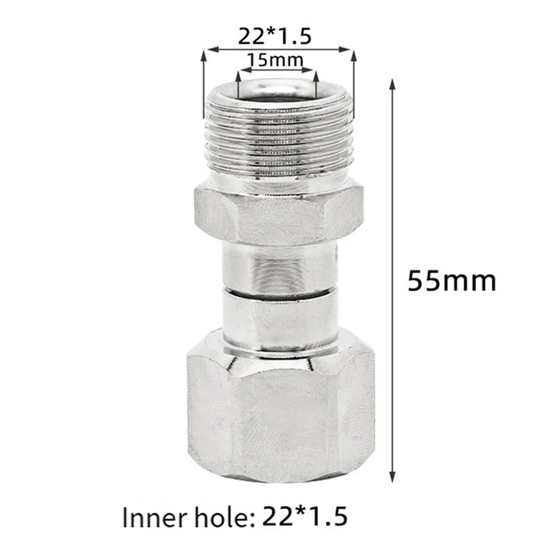 DT16 Stainless Steel High-Pressure Washer Rotary Joint, 360° Anti-Tangling M22 Connector, Anti-Kink Swivel for Car Cleaning