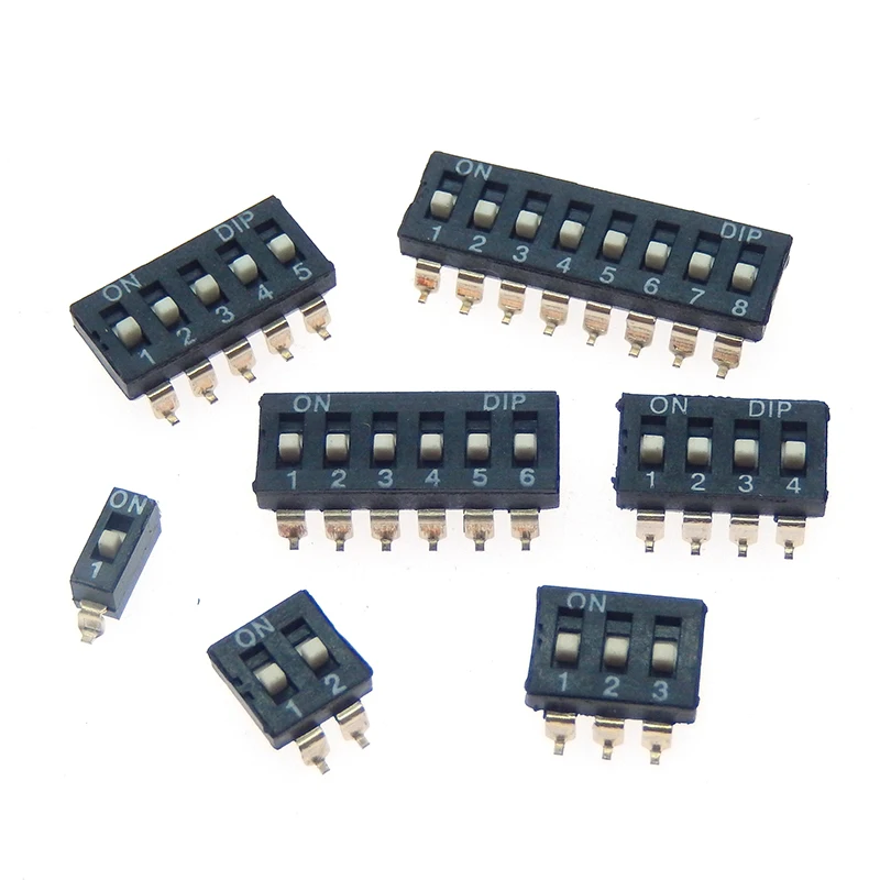 10pcs/lot Slide Type SMT SMD Dip Switch, 2.54mm Pitch 2 Row 4 Pin 2 Position / 8 pin 4 Position / 16 pin 8 Position