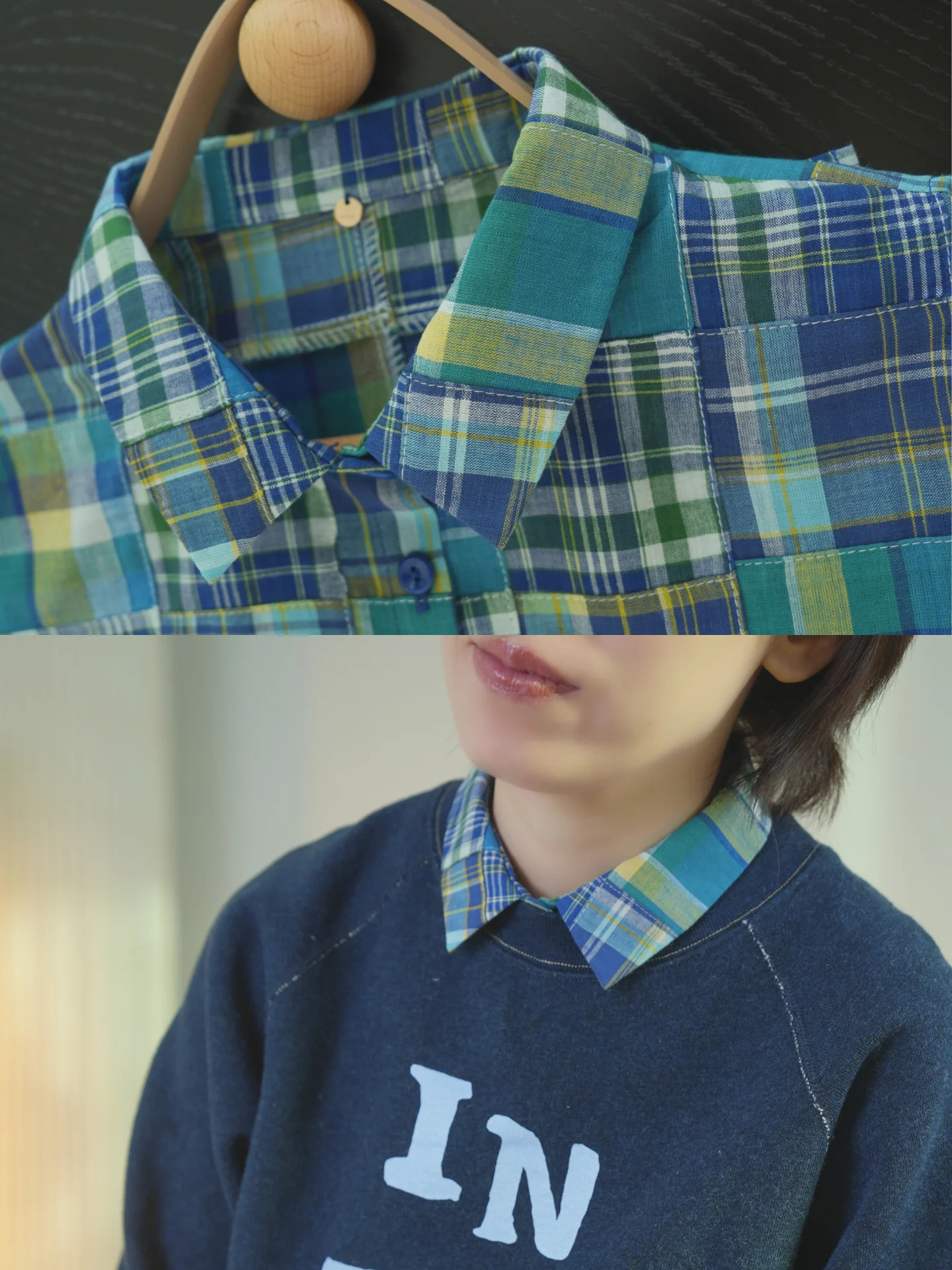 artistic-blue-plaid-cotton-irt-collar-patchwork-design-casual-sle-fake-collar-for-women-spring-autumn-winter-season