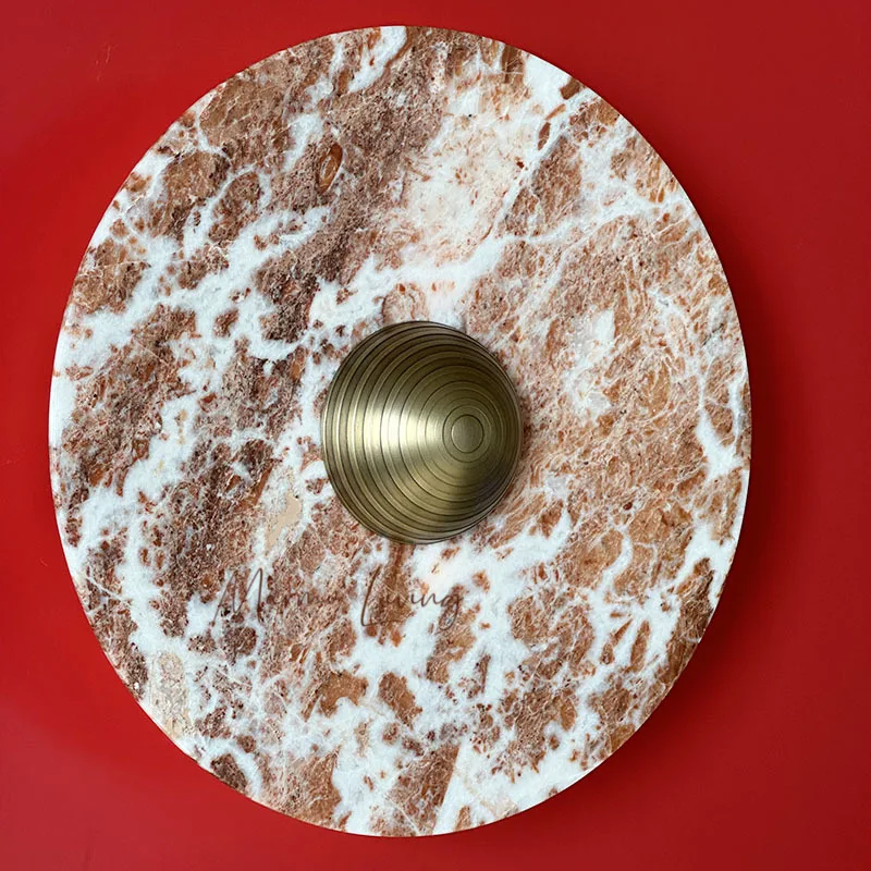American retro natural marble wall lamp soft decoration designer model room medieval silent wind aisle background wall lamp