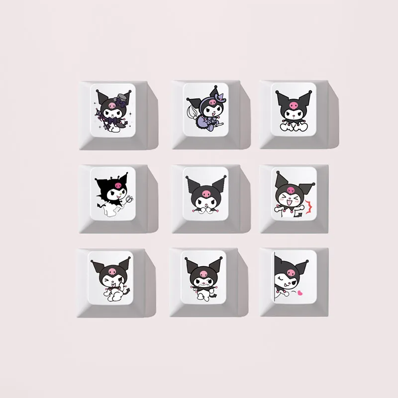 Kawaii Sanrioed Kuromi Diy asli tinggi Keyboard mekanis Keycap indah tahan aus Aksesori Digital figur Anime