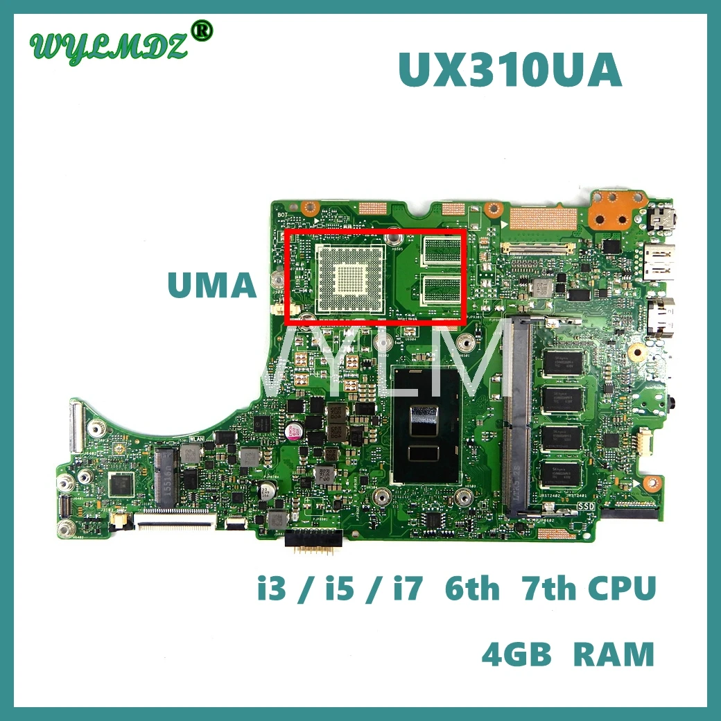 

UX310UA Notebook Mainboard For Asus UX310UV RX310U RX410U UX410UQK UX310UQK U3000U UX310U UX410UA UX410U Laptop Motherboard