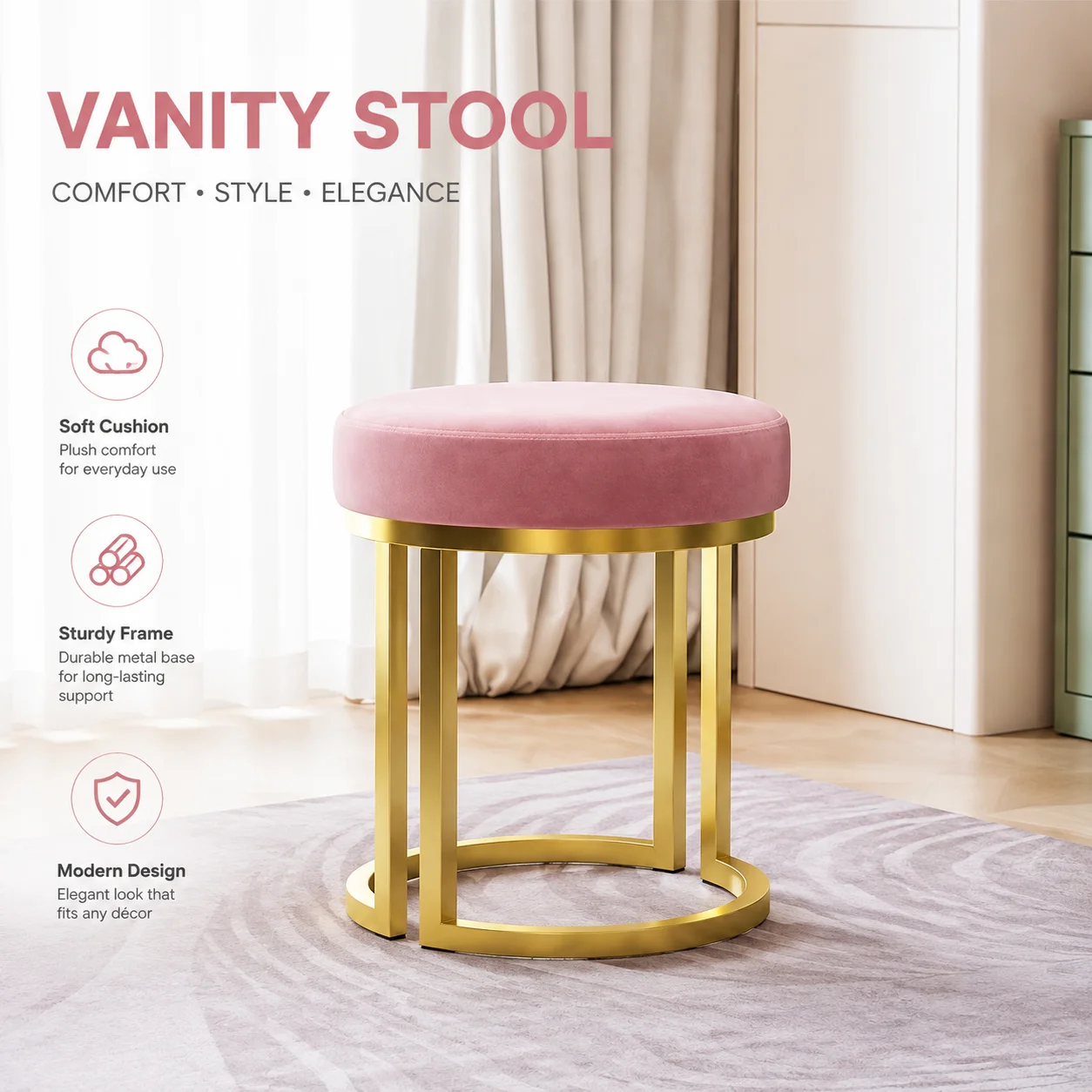 Simple Modern Vanity Stools Luxury Makeup Household Dressing Bedroom Lounge Individual Minimalist Mecedora Balcony Furniture