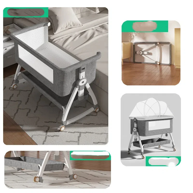 سرير أطفال قابل للتحويل 6 في 1 - سرير محمول قابل للطي مع طاولة تغيير قابلة للفصل، وسرير هزاز وحقيبة حمل للسفر #3