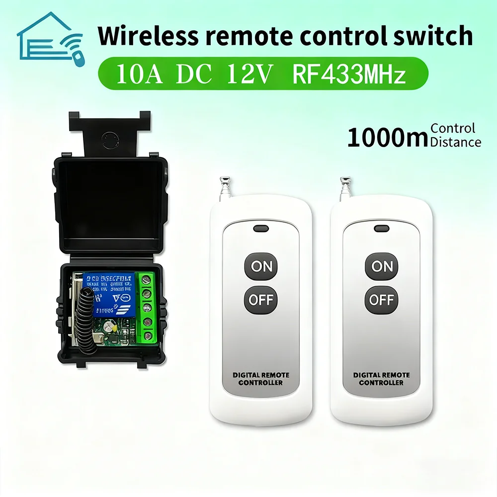 433Mhz RF Remote Control Switch for Learning Code Transmitter Remote DC 12V 1CH Relay Receiver Module
