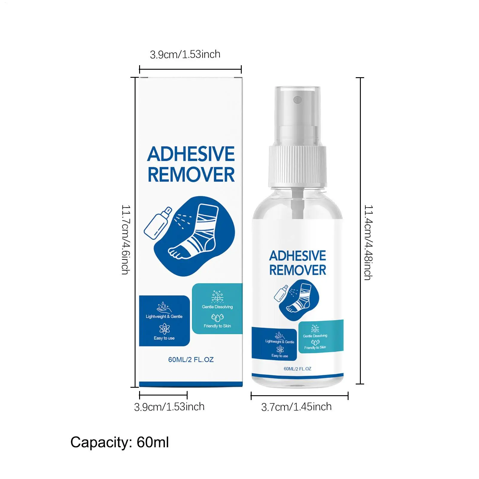 60ML Glue Removal Skin Tape Remover Adhesive Remover Spray For Skin For Men Women Family Grandparent Friend Sticker Film Patch - view 6