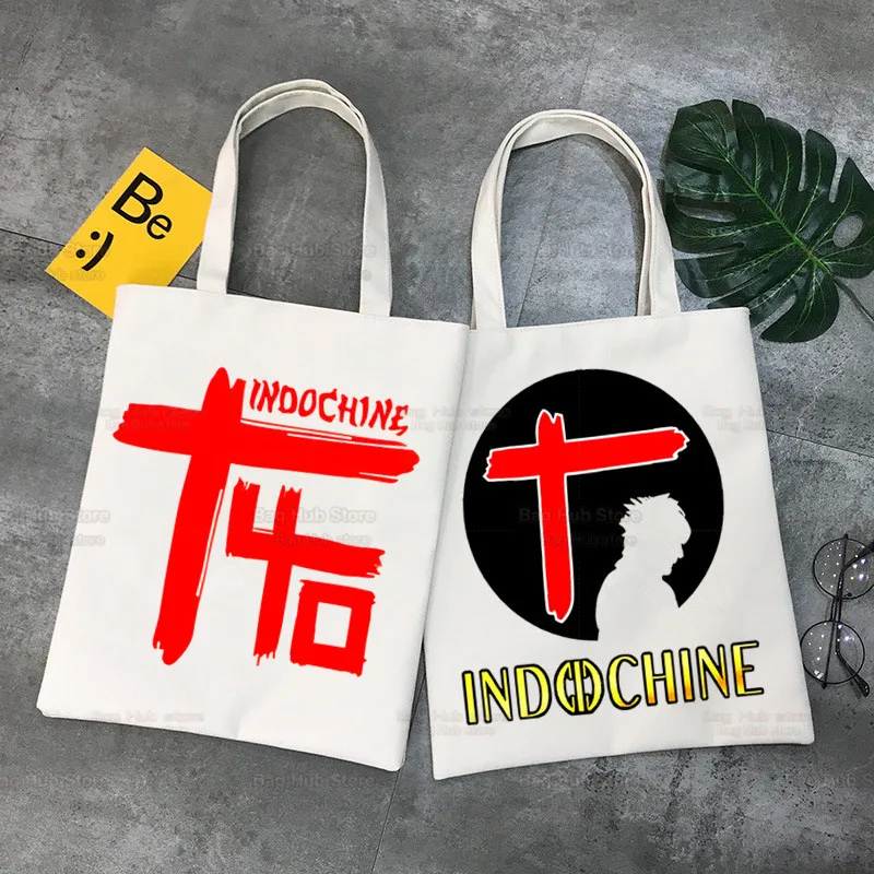 Indochine-Bolso De compras Pop Rock Wave, bolsa De yute De lona para viaje, banda francesa