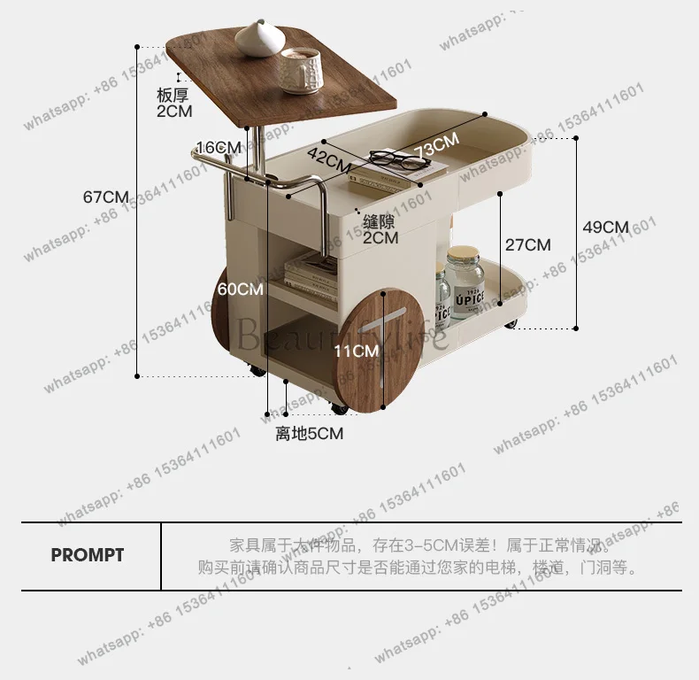 Designer Nordic Solid Wood Cart Living Room Spot Mobile Multifunctional Italian Shelf Factory Direct