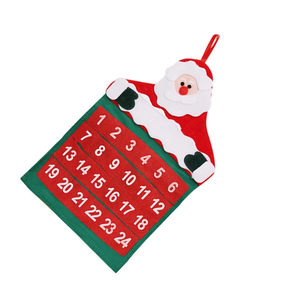 

Santa Christmas Advent Calendar Non-Woven Countdown Decor for Holiday Party Home Fireplace Wall Hanging Festive Decoration