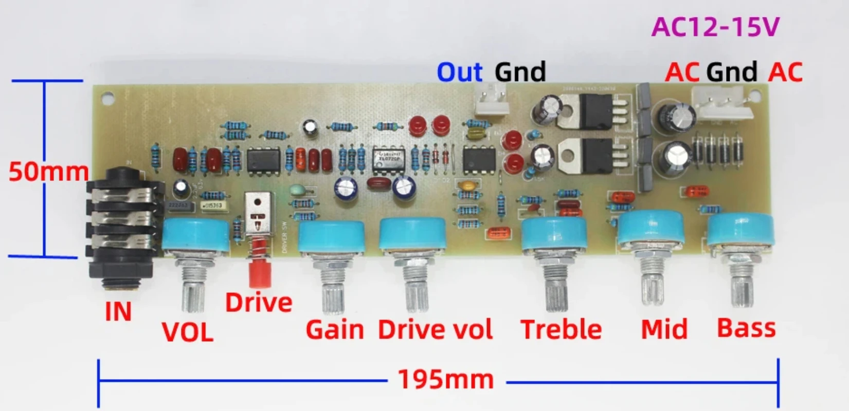 ディーエレクトリックギターアンプチューニングボードドライバー過負荷歪みの少ないプリアンプボード