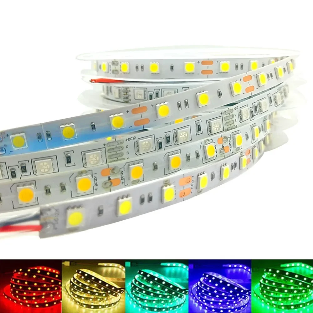 12V 5050 RGB LED strip non waterproof 0.5/5M 60LED RGBW RGBWW pink blue red green strip flexible