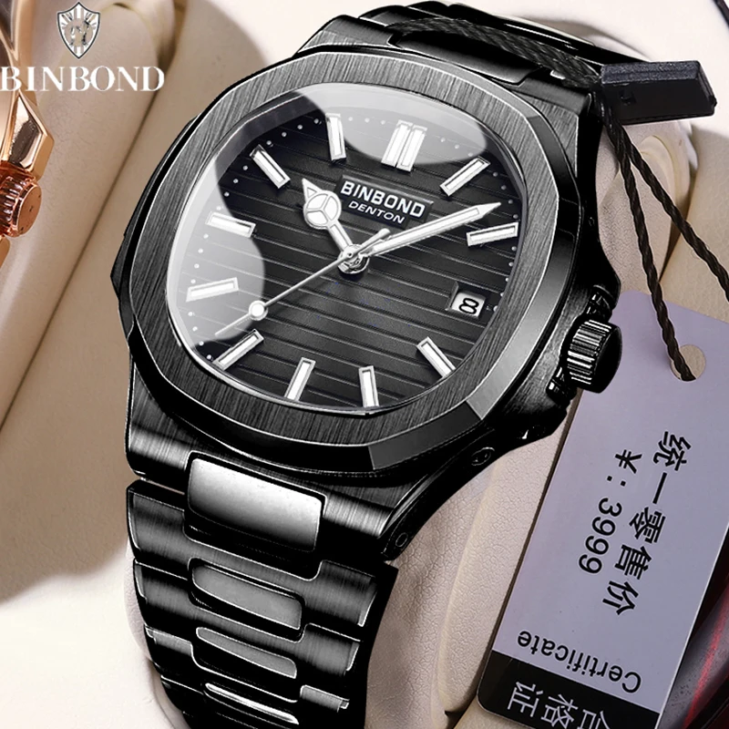 BINBONG B1885 Luxury Business Men Quartz Wristwatch 30M Waterproof Luminous Stainless Strap Men\'s Watches Relogio Masculino