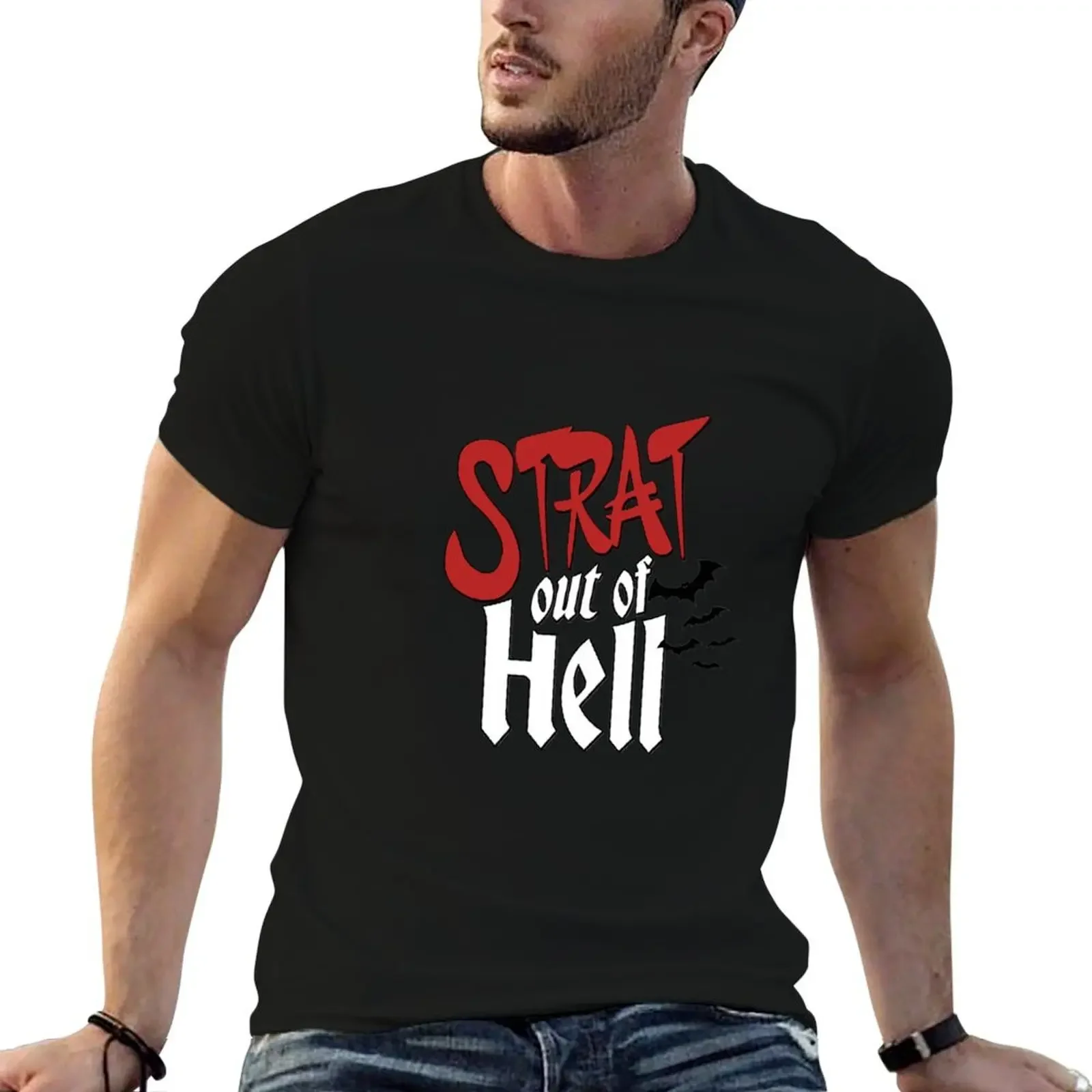 Strat out of hell T-Shirt korean fashion customs design your own outfits for men