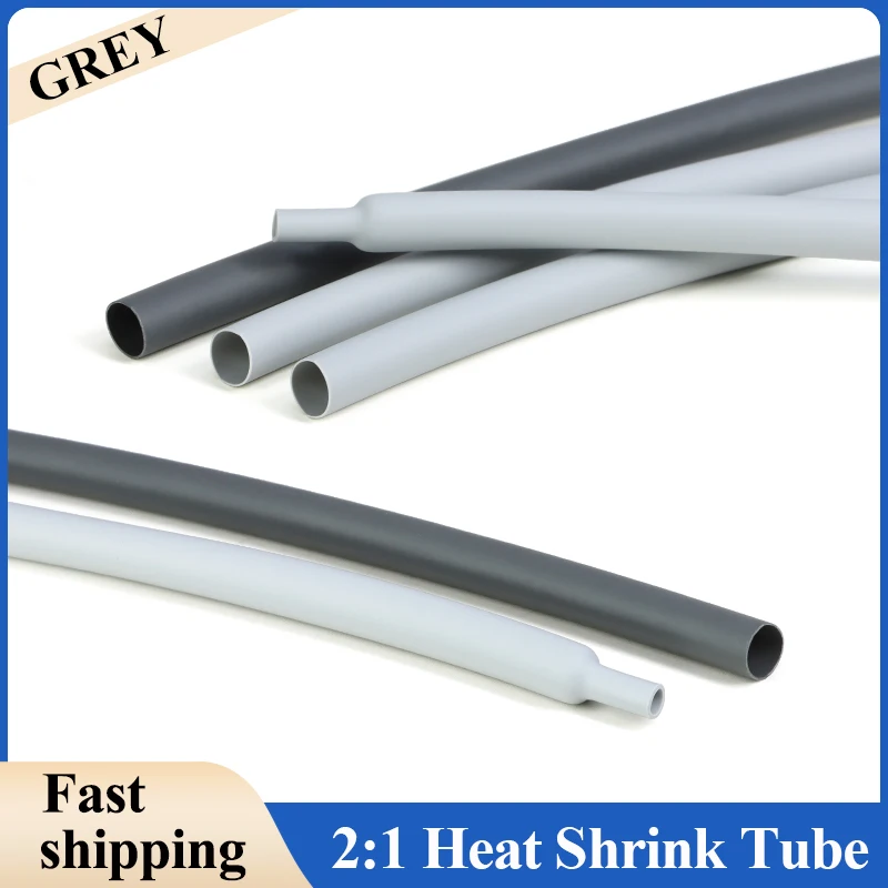 2:1 Grey Heat Shrink Tube 1 2 3 4 6 8 10 12 16 20 25 30 40 50mm Polyolefin Tubing Sleeving Wrap Wire Repair DIY Cable Protecctor