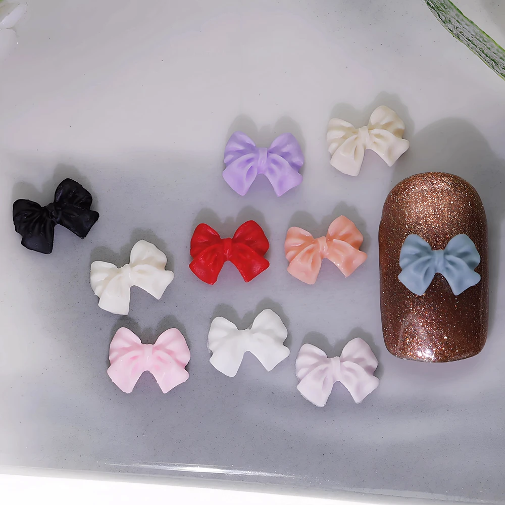 

100PCS 3D Acrylic Nail Art Bow Charms Resin Bowknot Accessories Parts For Nails Decoration Manicure Decor Supplies Material Tool
