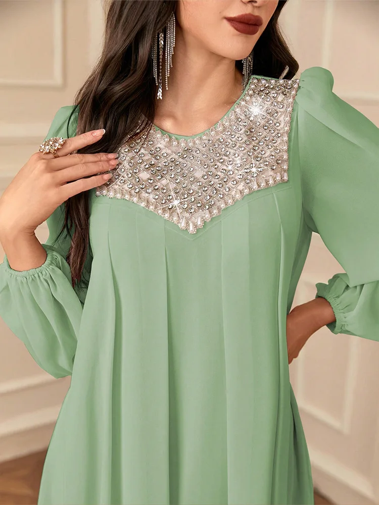 

Роскошные бриллианты Абая Мусульманское женское праздничное платье Дубай Абая Кафтан Марокко Кафтан Рамадан Ид Халат Femme Musulmane Vestidos