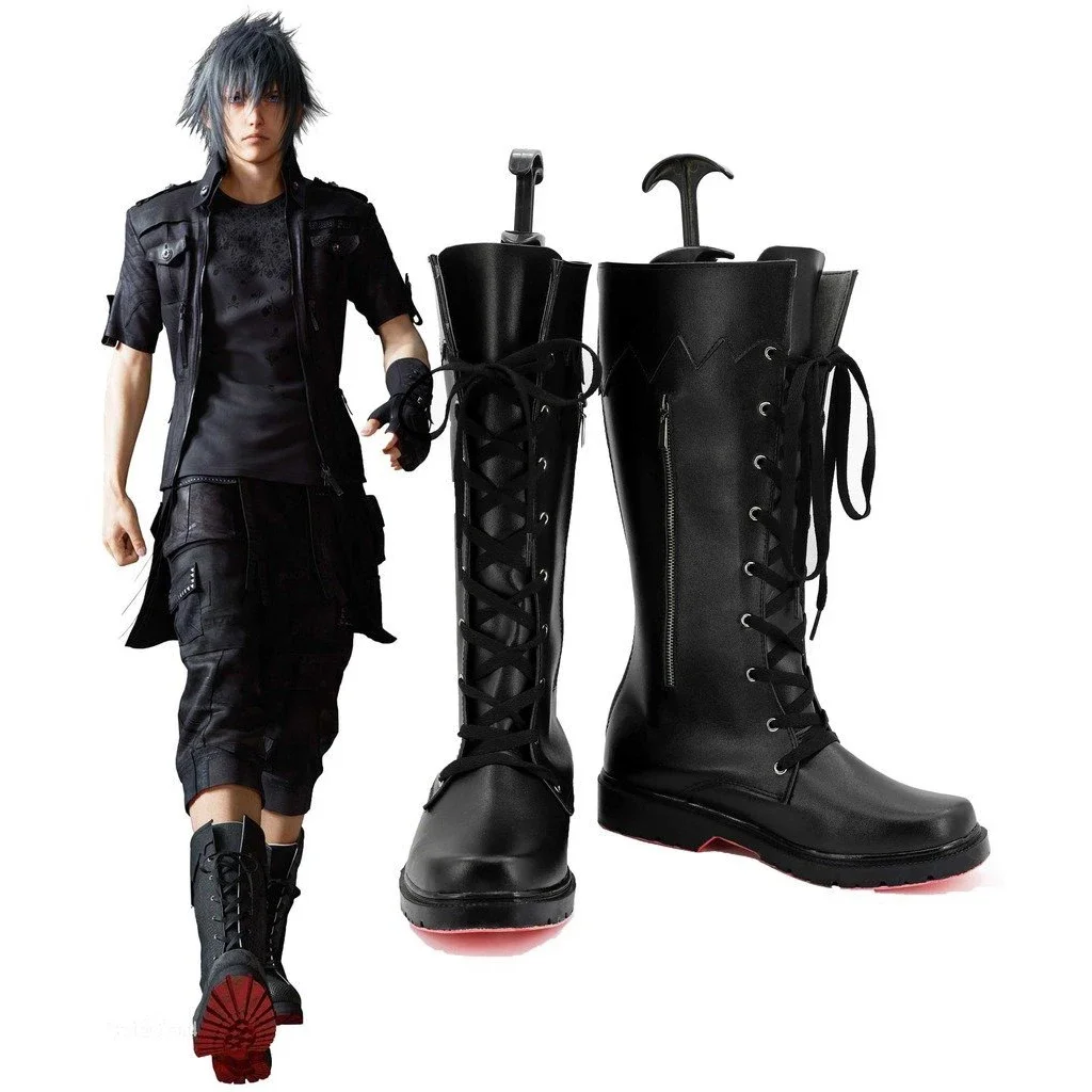 รองเท้าบู๊ทแฟชั่นคอสเพลย์ Final Fantasy XV Noctis Lucis Caelum กำหนดเองด้านนอกสีแดง