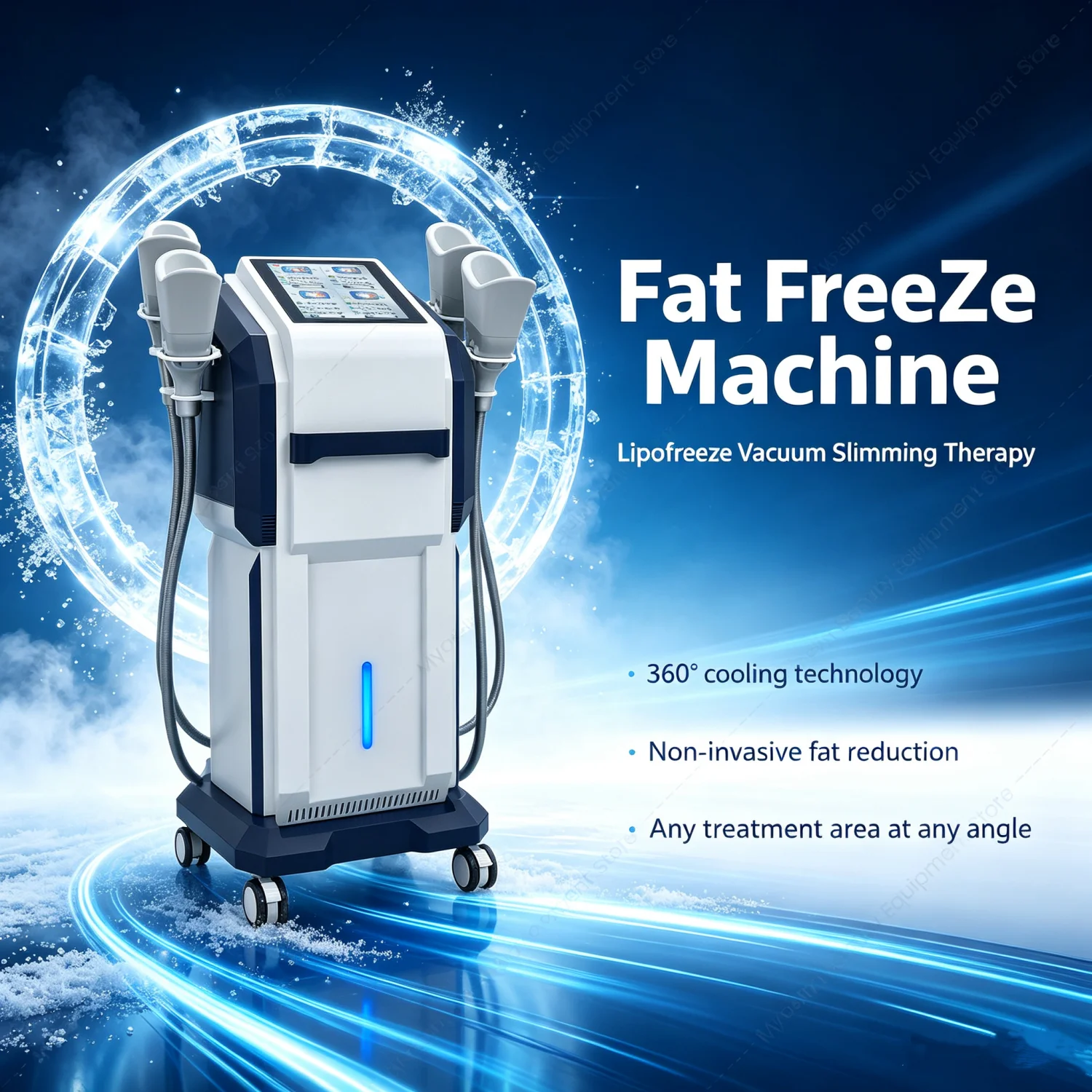 360 Degree Cold Lipolysis Machine 4 Handles Work Simultaneously Vacuum Fat Freezing Non Invasive Fat Reduction Salon Equipment