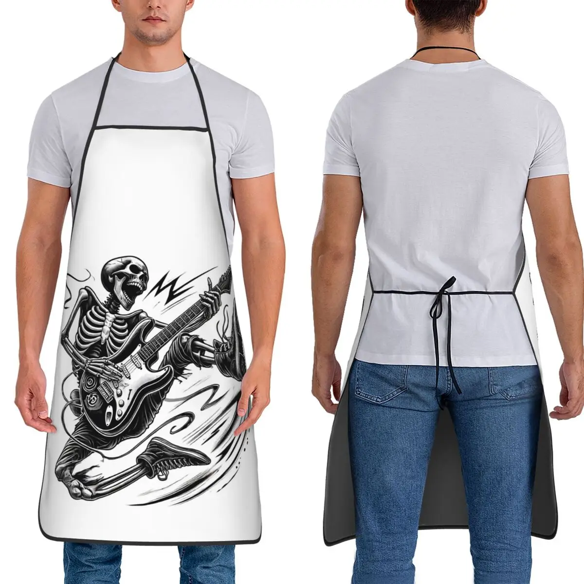 Dancing Skeletons Dance Print Halloween Apron Chef Cooking Tablier Bib Kitchen Cleaning Pinafore for Women Men Gardening