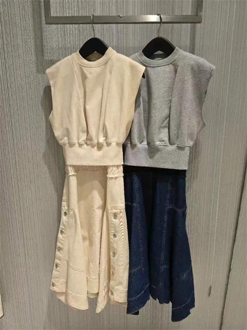 

2025 summer new round neck hollow embroidery splicing short sleeve long skirt small two-piece dress for women y2k
